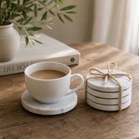 Set of Four Round Marble Coasters
