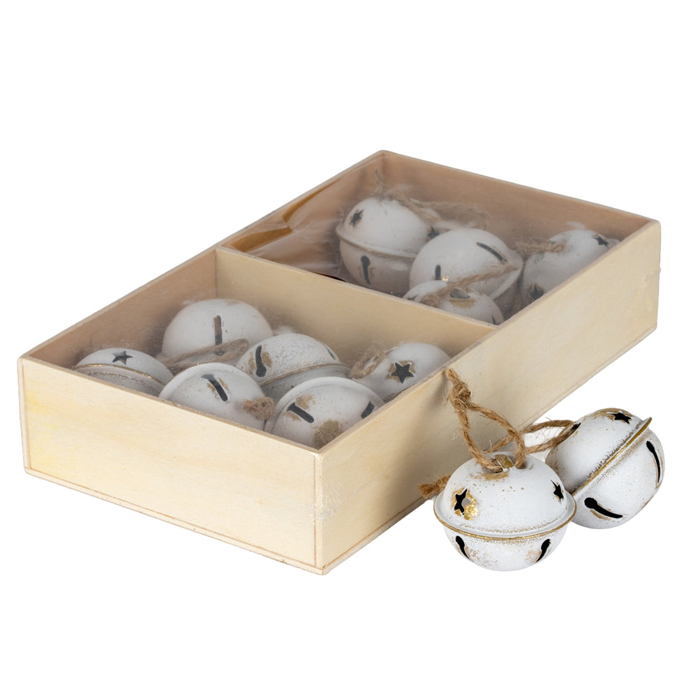 Klokke White Sleigh Bells, Box of 12