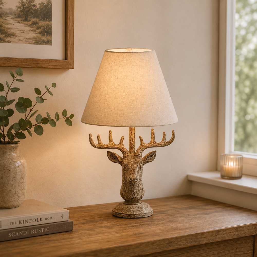 Stonewashed Stag Table Lamp