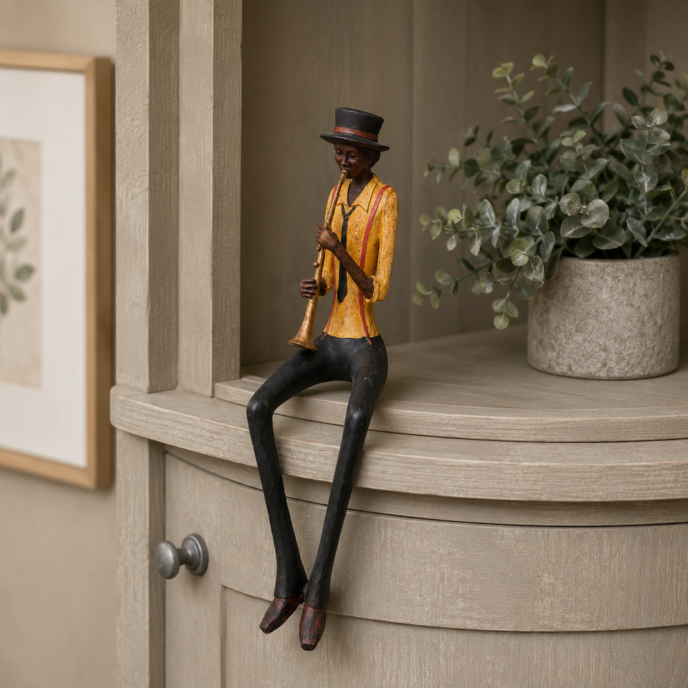 Sitting Jazz Trumpeter Sculpture