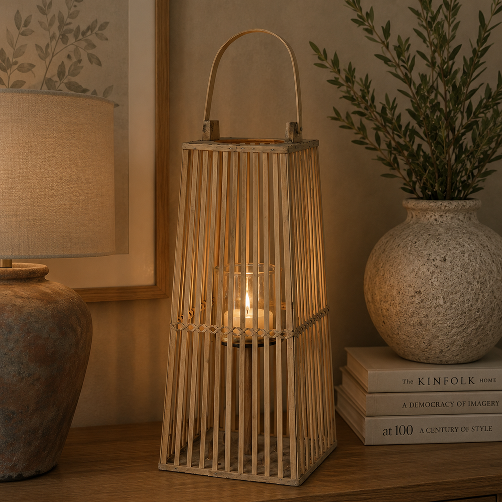 Small Silo Wicker Lantern