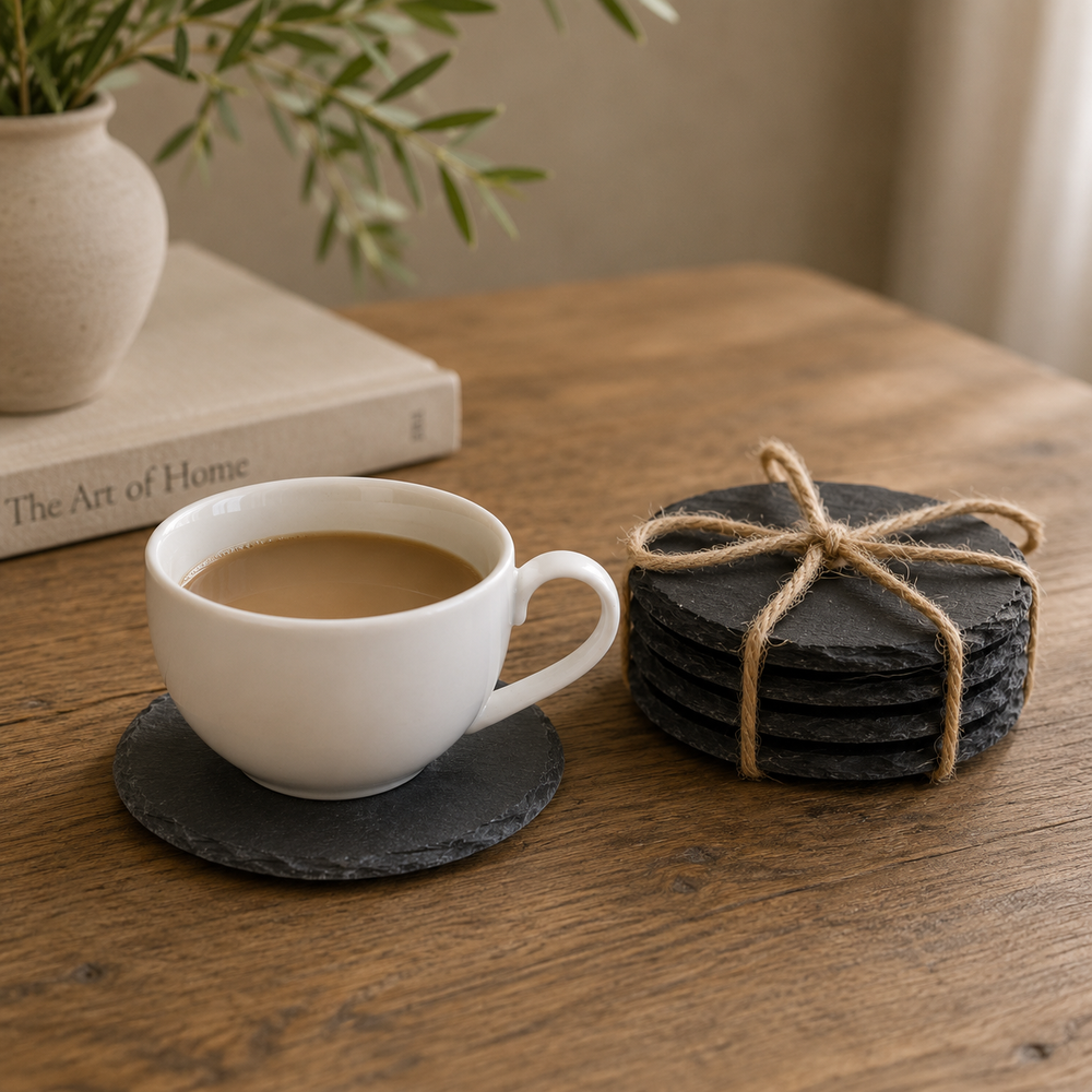 Set of Four Square Slate Coasters