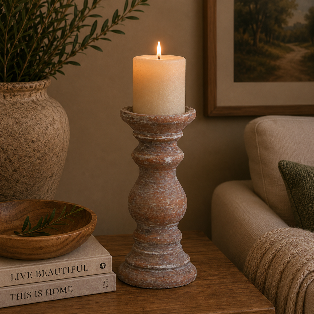 Siena Brown Column Candle Holder