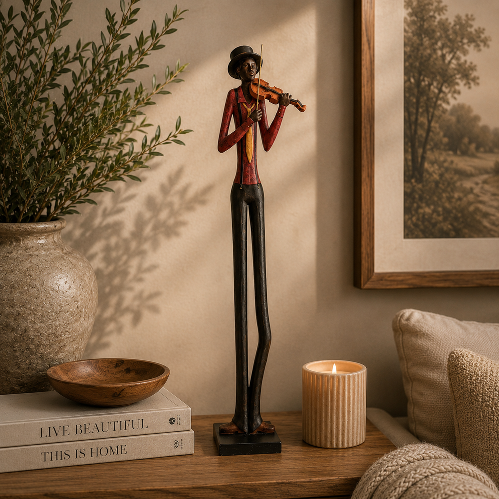 Standing Jazz Band Violinist Sculpture