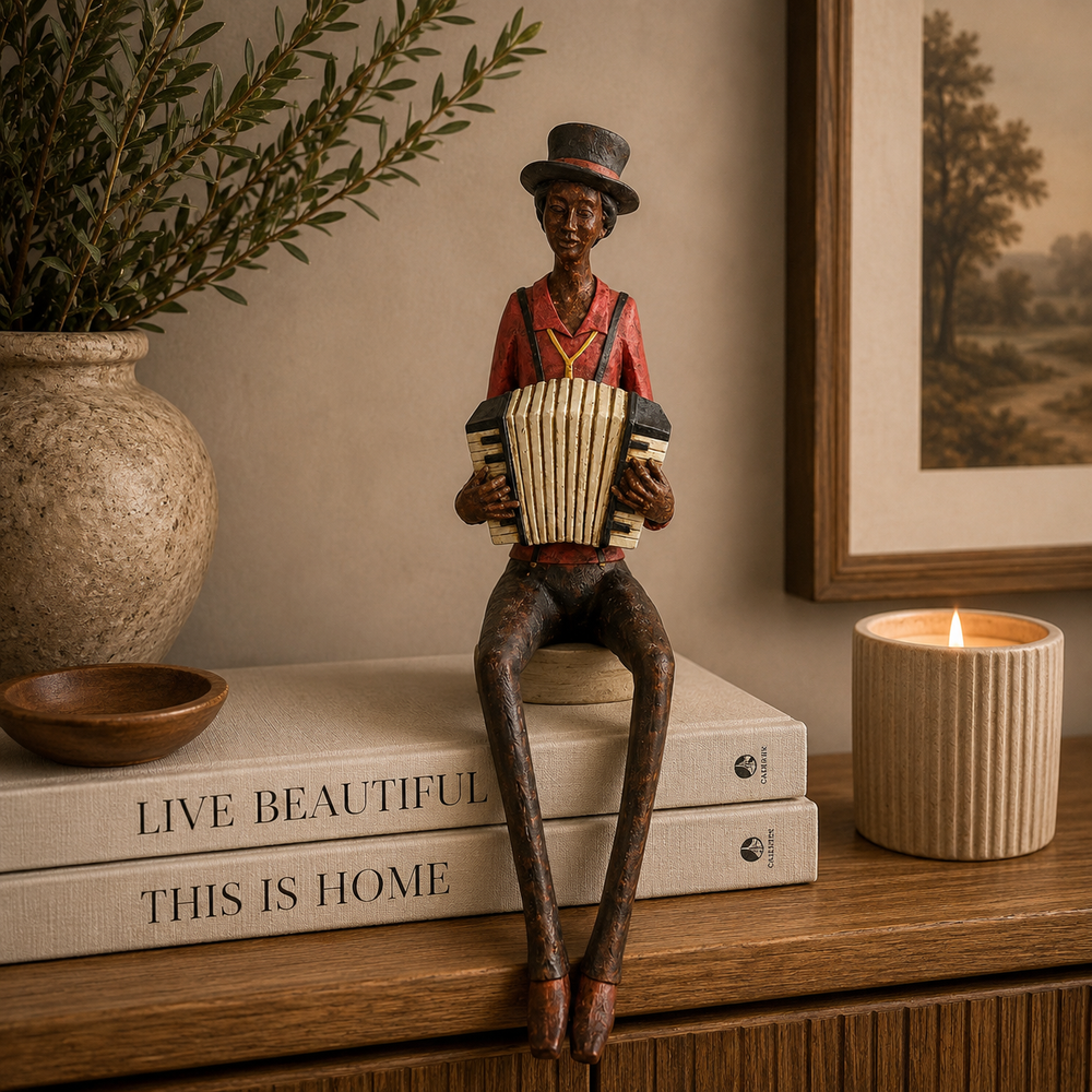 Sitting Jazz Band Squeeze Box Sculpture