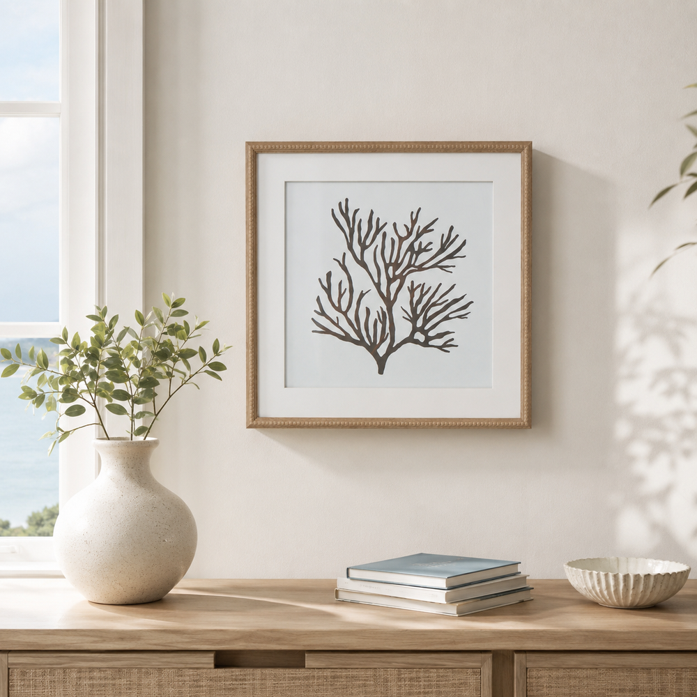 Reef Coral Art in Beaded Frame