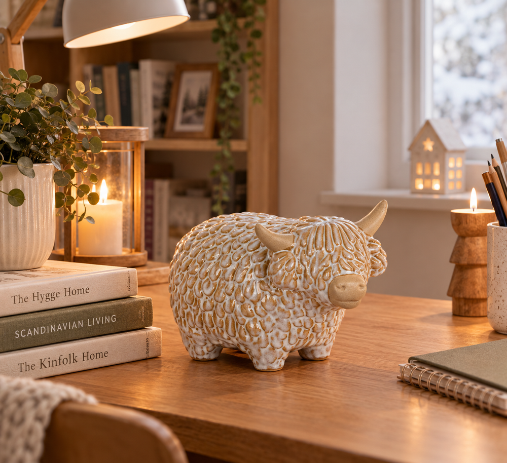Ceramic decorative cow for table decoration. 