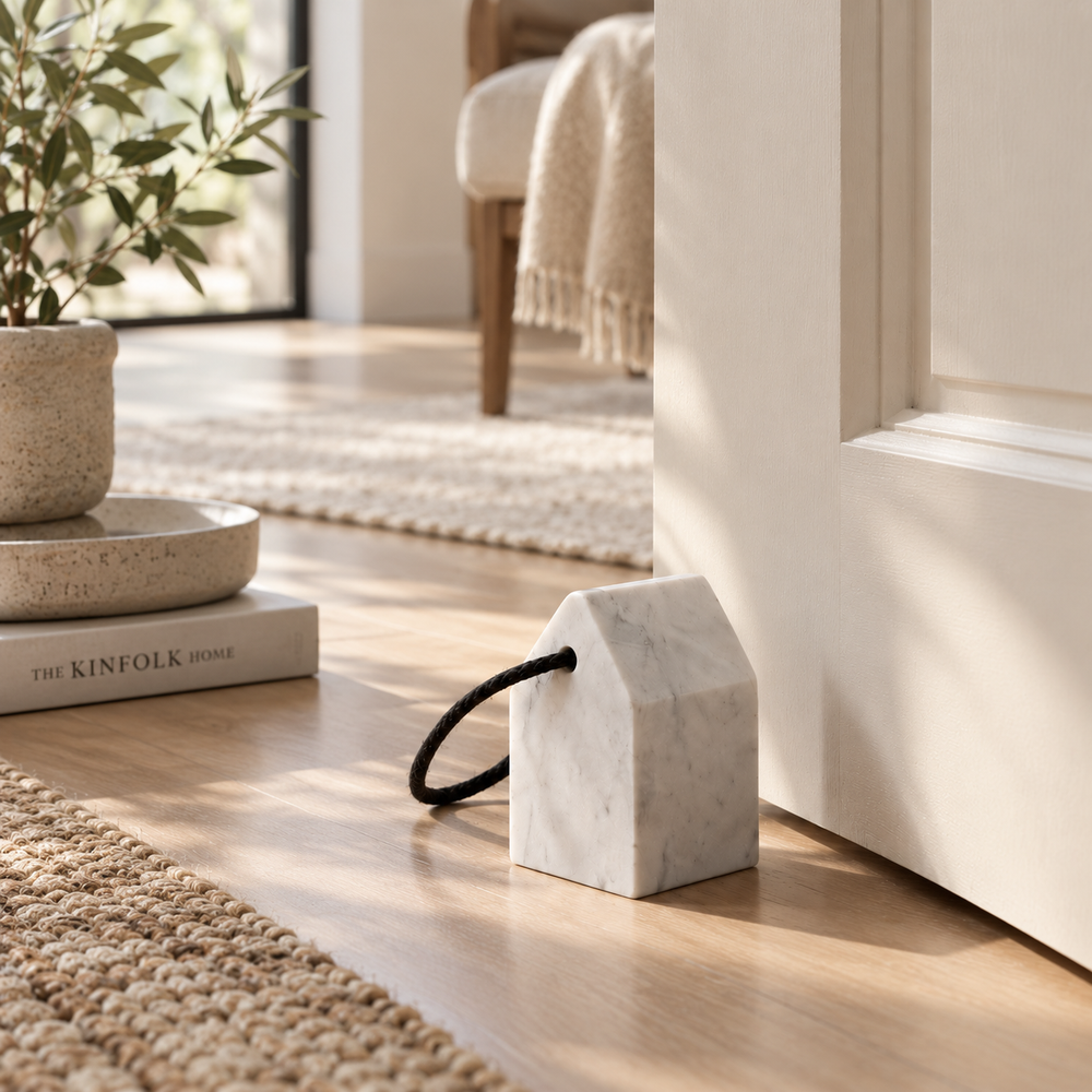 Marble house doorstop for scandi themed homes