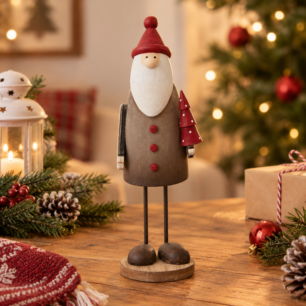 Santa design wooden christmas decoration piece for table
