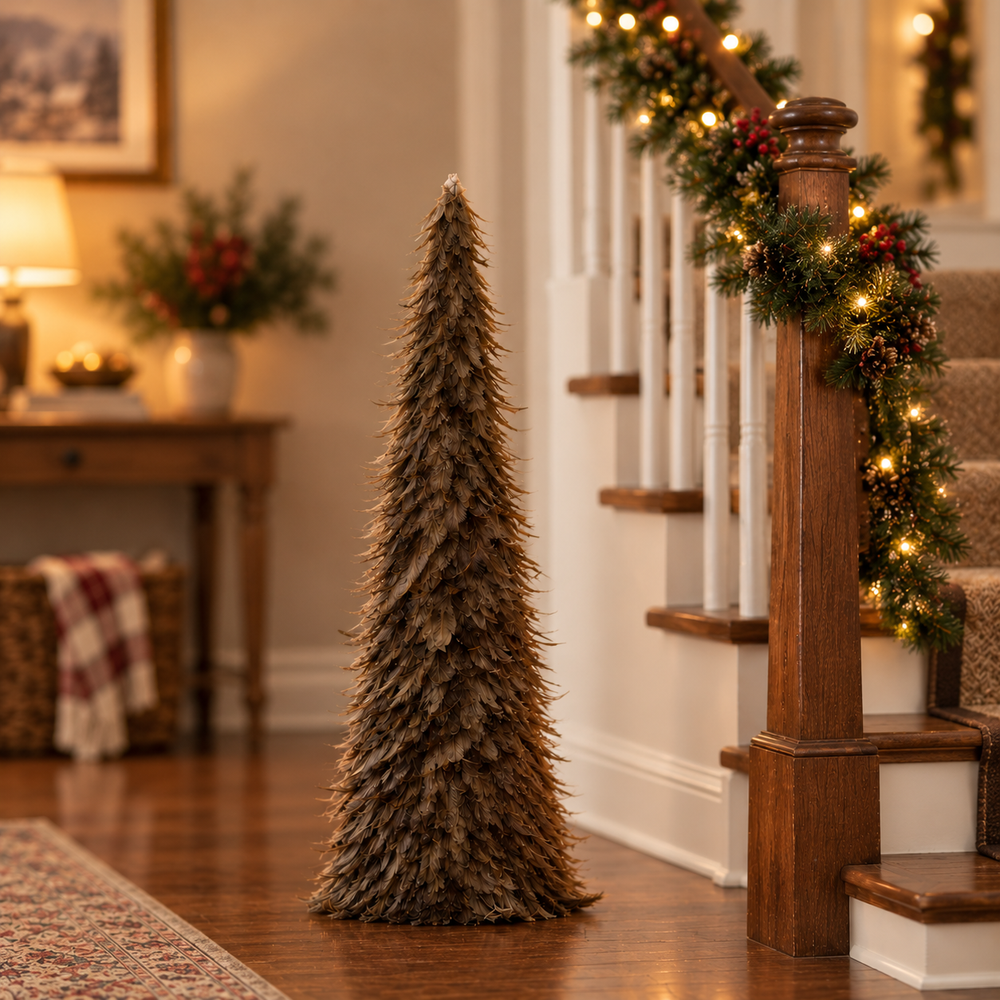 Dun Fawn Feather Christmas Tree